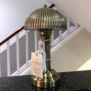 Hearth & and Hand Magnolia Brass Fluted Metal Rechargeable Library Table Lamp